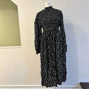 Long sleeve smocked bodice dress